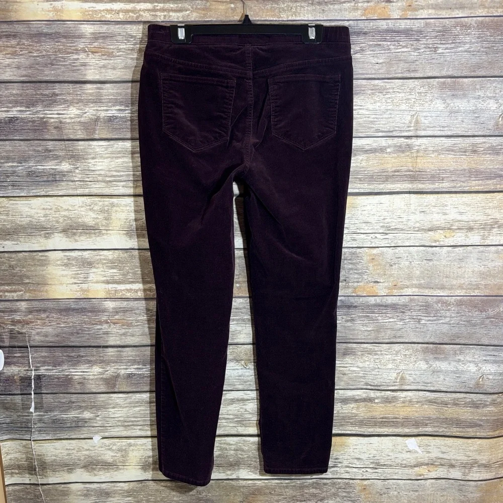 J.Jill Dark Purple Corduroy Pants S Small Pull On‎ Stretch Waist Slim Leg Ankle